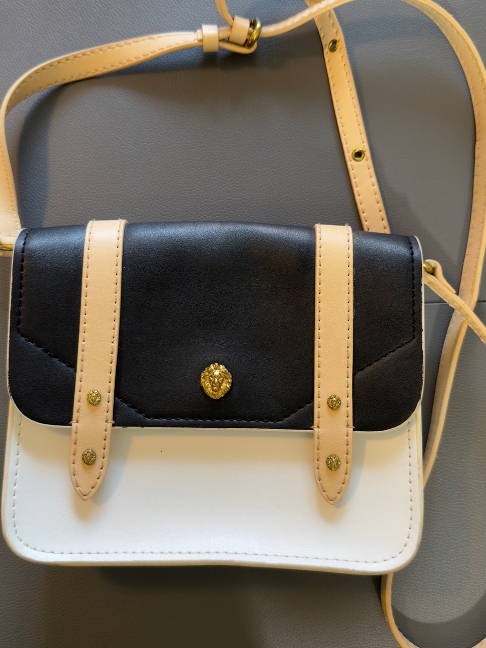 Black, White & Beige Crossbody Bag - Women's Leather-Style Shoulder Bag